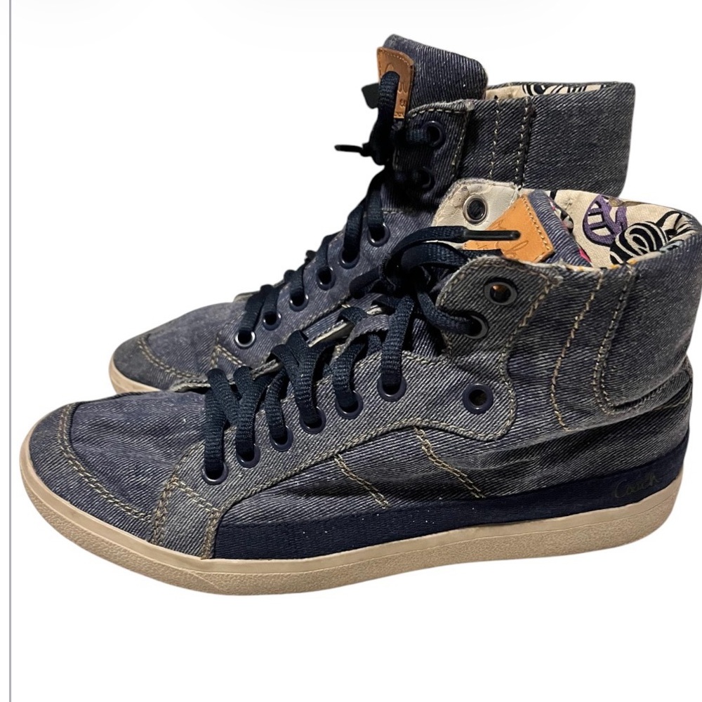 COACH Ellis Denim Poppy High-Top Sneakers Size:6.5 B - Picture 3 of 10